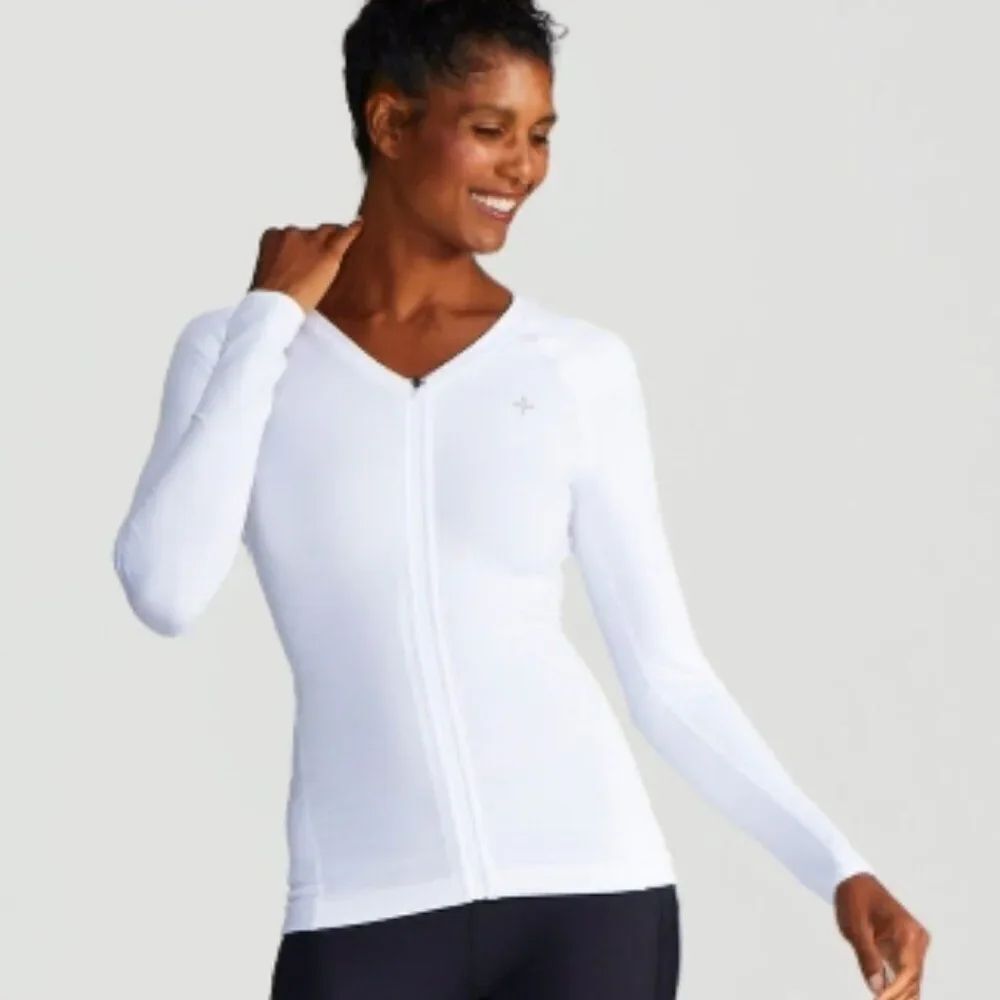 Tommie Cooper Full Back Support Shirt White Long Sleeve Front Zip In Size S